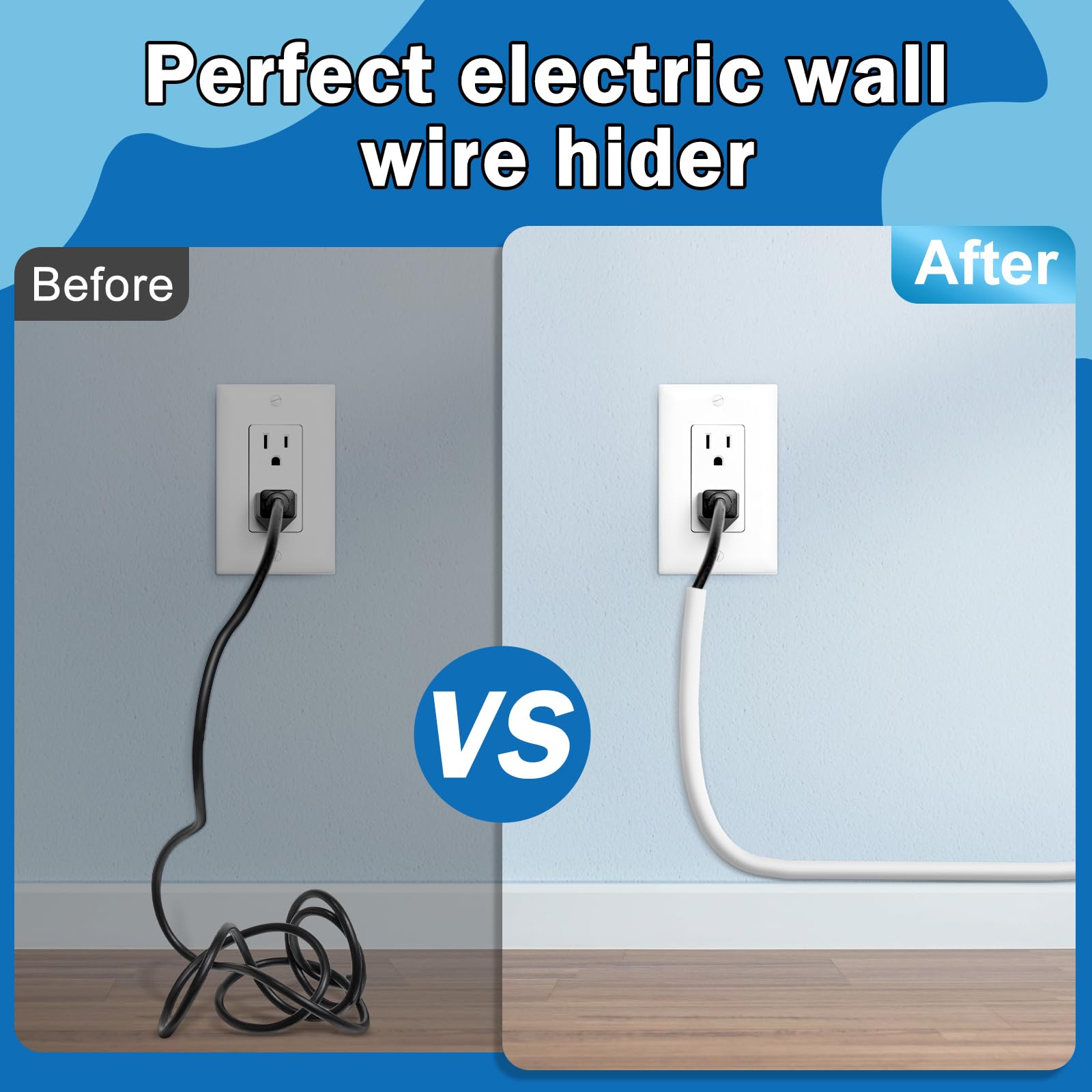 Uomtfai Wall Cord Hider 118 Inch   Self Adhesive Wire Cover Raceway For Walls, Flexible Pvc Cable Concealer For Home And Office,